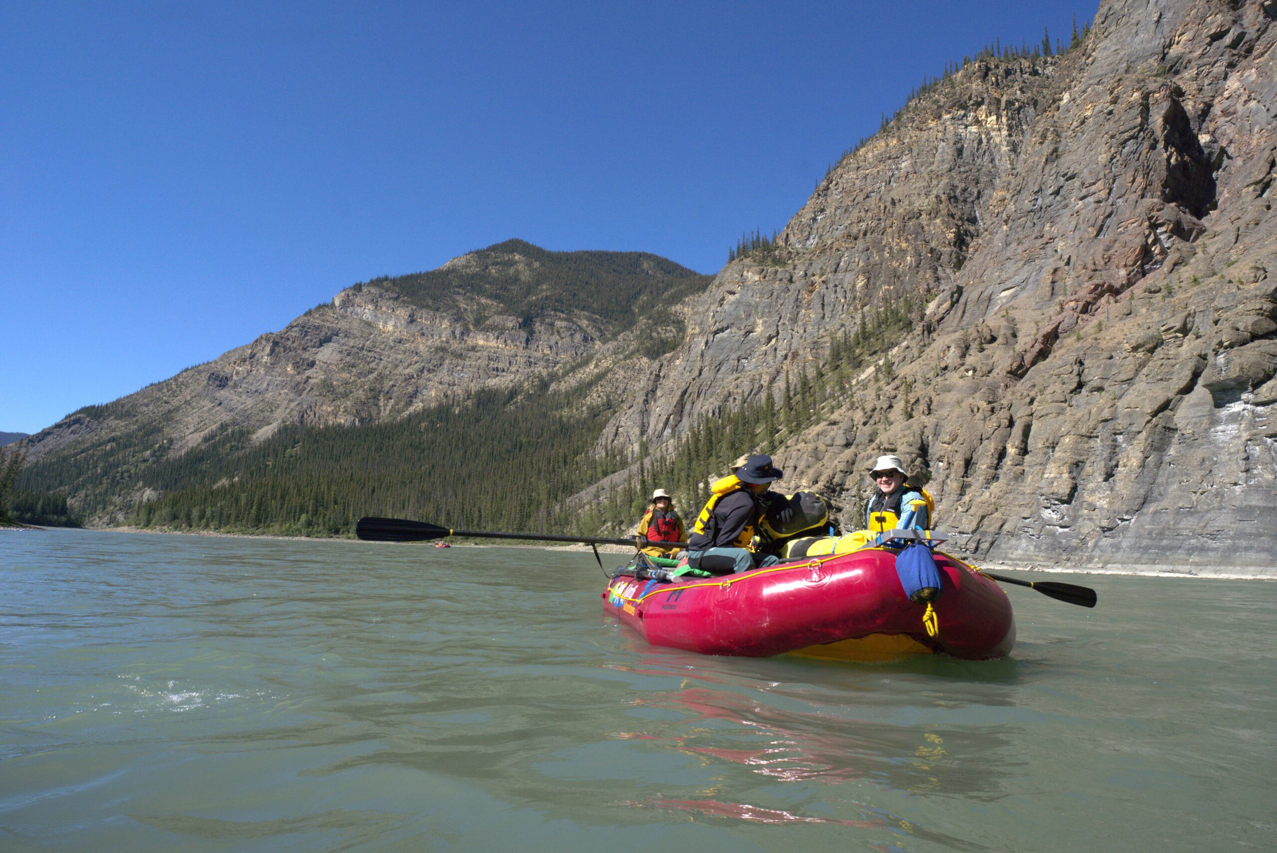 Relaxing on a raft on the Nahanni River