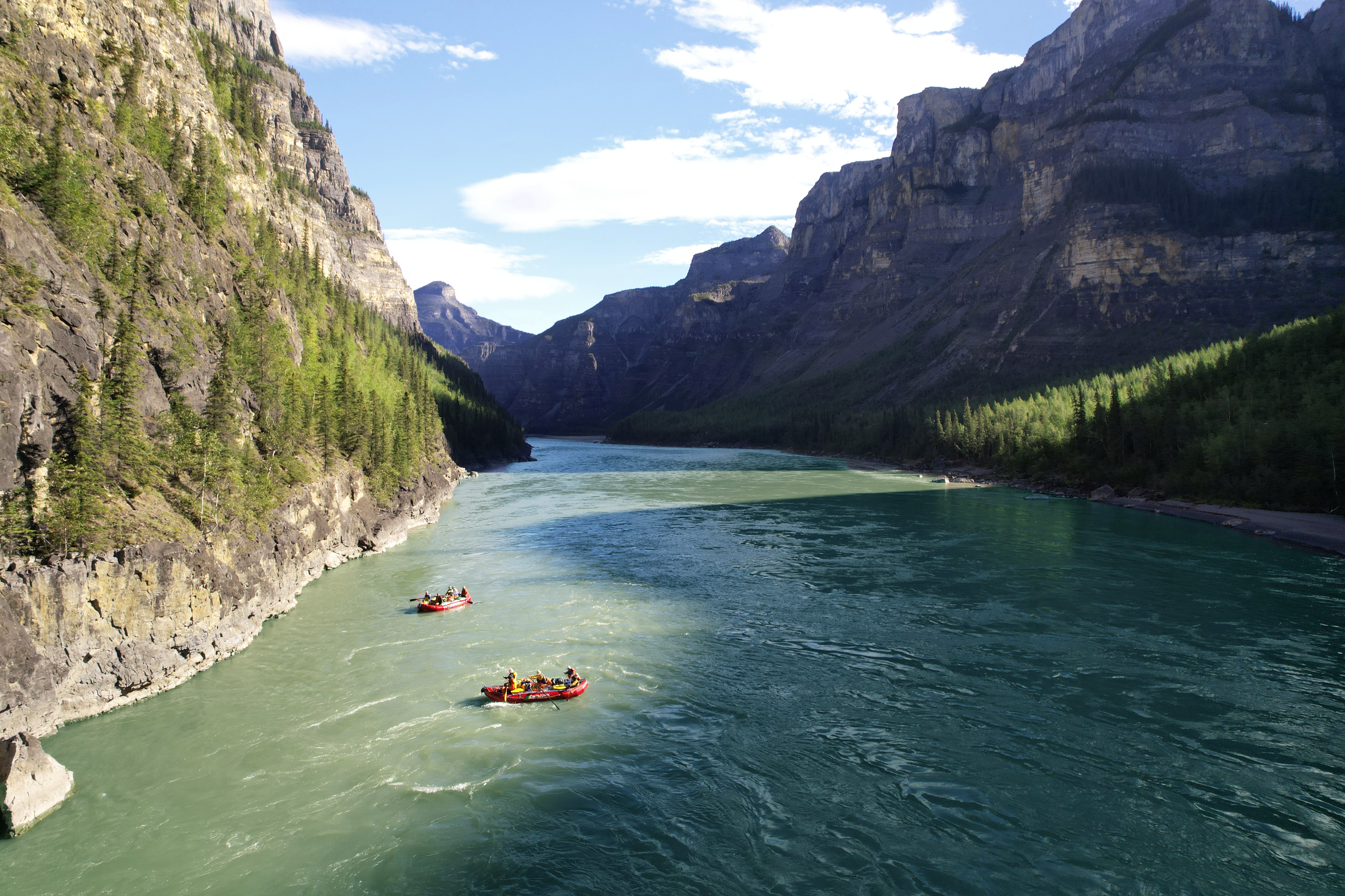 Lafferty's Riffle and 1st Canyon of the Nahanni With rafts