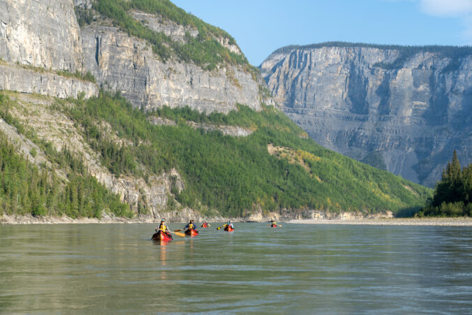 Paddling through First Canyon on the Nahanni