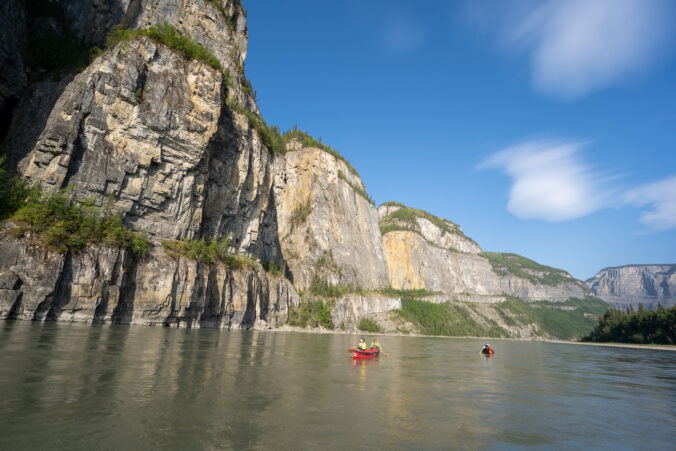 Canoeing through a Canyon on the Nahanni